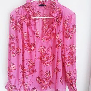 J. Crew Pink Ruffle Blouse-   Size 12 -14